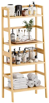 Produktbild von Bücherregal 4-stufig - Freistehend - Bambus - Platzsparend - Stark und langlebig