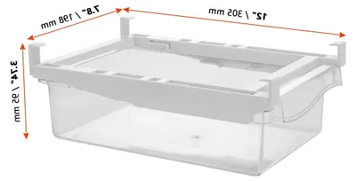 Produktbild von 2 Stück Kühlschrank Organizer Schublade, 30,5 x 19,8 x 9,5 cm Kühlschrank Organizer zum Hängen, Kunststoff Kühlschrankbox Aufbewahrungsbox Transparent für Küche