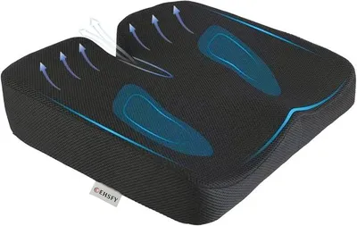 Produktbild von PolkaHome® Ergonomisches Sitzkissen mit Memory-Schaum, Orthopädisches Keilkissen für Stuhl, Auto, Büro – 46x41x10 cm, Atmungsaktiv,