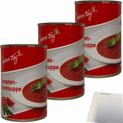 Produktbild von Jeden Tag Tomatenrahm-Suppe 3er Pack (3x400ml Dose) + usy Block