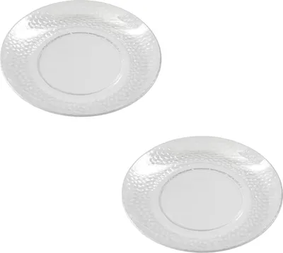 Two clear plastic plates with a textured rim and a smooth center.