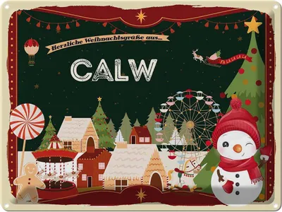 Produktbild von vianmo Blechschild 30x40 cm Weihnachtsgrüße aus Calw Weihnachten Fest