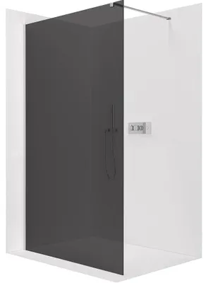 Obrázek produktu pro CERANO - Sprchová zástěna Walk-in Onyx Cube L/P - 8 mm - hranatá vzpěra - chrom, grafitové sklo - 50x200 cm