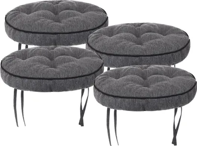 Produktbild von 4er Set Stuhlkissen 38x38 cm – Bequemes 10 cm Kissen für Stuhl & Bank & Schemel – Gepolstertes Sitzkissen Stuhl für Stühle und Bänke Grau Inari