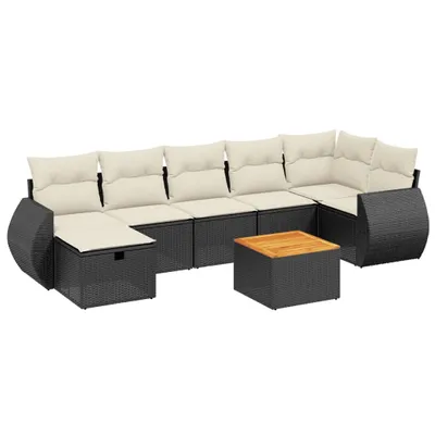 Produktbild von vidaXL 8-tlg. Garten-Sofagarnitur mit Kissen Schwarz Poly Rattan