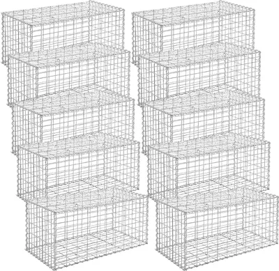 Produktbild von SONGMICS 10 Sstück Gabione 100 x 50 x 50 cm Steinkorb für Gartenzaun Silvern GGB055