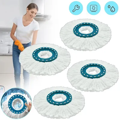 Produktbild von Moppköpfe - Ersatzköpfe für Spinmopp - 4er-Pack - Waschbar - Mikrofaser - Zur Bodenreinigung