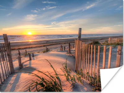 Produktbild von MuchoWow® Poster Strand - Meer - Düne - Sonnenuntergang - Landschaft 120x90 cm - Wandbild