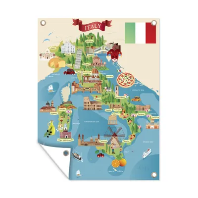 Obrázek produktu pro MuchoWow® Zahradní plakáty - Mapa - Itálie - ilustrace - 160x120 cm - Zahradní dekorace