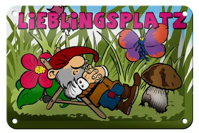 Produktbild von Blechschild Spruch 18x12cm Lieblingsplatz Zwerg im Garten
