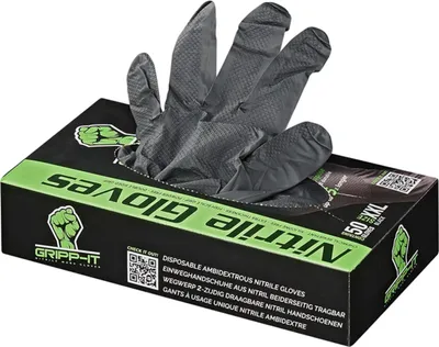Produktbild von Gripp-It Nitrilhandschuhe XXL schwarz Spenderbox mit 50 Stück