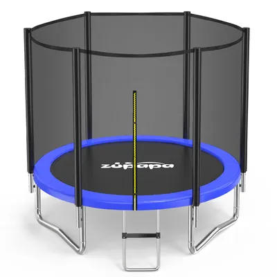 Produktbild von Zupapa Trampolin Outdoor, Trampoline 183/244/307/366cm, Kindertrampolin mit Sicherheitsnetz und Rutschfester,Leiter für Kinder und Erwachsene