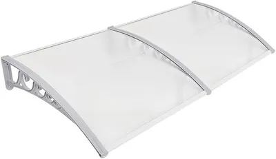 Productafbeelding van Overkapping voor voordeur, voordeurkap van aluminium en polycarbonaat, transparante boogvormige overkapping, hellende overkapping, overkapping voor voordeur, waterdicht en UV-bescherming (E-100 * 200 cm)