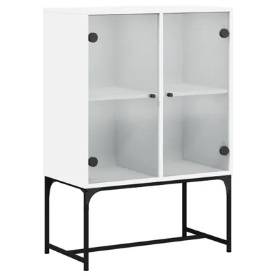 Produktbild von Beistellschrank mit Glastüren Weiß 69x37x100 cm