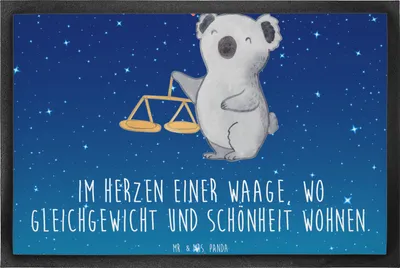 Produktbild von Mr. & Mrs. Panda Sauberlaufmatte Waage Astrologie 50 x 75 cm - Sternenhimmel Blau - Geschenk, Fussmatte, Schmutzfangmatte, fußmatte, Abtreter, Sternzeichen, Schmutzmatte