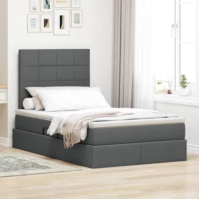 Image de Maison Exclusive - Lit coffre avec matelas, couleur gris foncé, 120 x 200 cm, revêtement en tissu