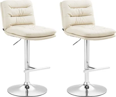 Produktbild von CLP 2er Set Barhocker Damar Kunstleder höhenverstellbar und drehbar creme Gestell Farbe chrom