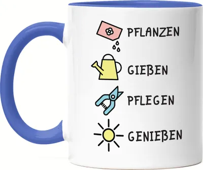 Produktbild von Pflanzen Gießen Pflegen Genießen Tasse Blau Hobby-Gärtner Pflanzen Garten Blumen Geschenkidee