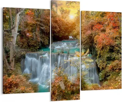 Produktbild von Bild auf Leinwand - Leinwandbild - Park Wasserfall Wasser - 95x80cm - Wand Bild - Wanddeko - Leinwanddruck - Bilder - Kunstdruck - Wanddekoration - Leinwand bilder - Wandkunst - CB95x80-3995