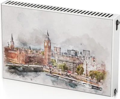 Produktbild von Big Ben London – Magnetische Heizkörperabdeckung – 90x60 cm – Magnet Heizkörperabdeckung – 3D Würfel – Heizkörperverkleidung – Magnetische Wandverkleidung – Wetterfest
