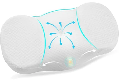 Productafbeelding van Ergonomisch memory foam kussen, geschikt voor zij-, rug- en buikslapers, afmetingen 63x35x10 cm, kleur wit
