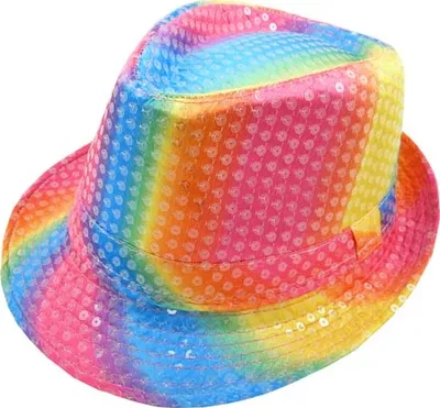 Produktbild von Paillettenhut Partyhut Trilby Hut Blink Fedora Bogart Glitzerhut Disco-Hut, bunt