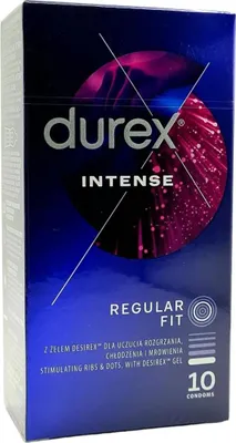A box of Durex Intense condoms.