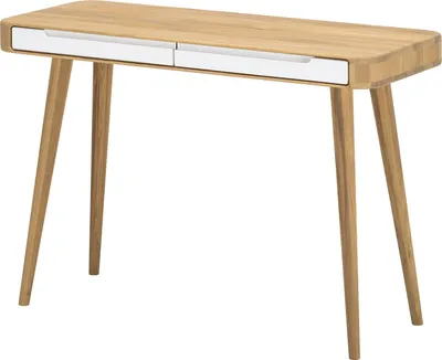 Produktbild von home24 Konsolentisch - Wildeiche Teilmassiv - Weiß / Wildeiche