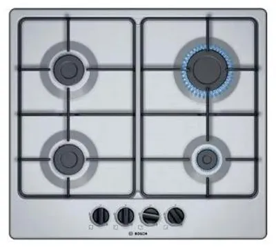 Produktbild von Bosch Serie 4 PGP6B5B86, Edelstahl, Integriert, 60 cm, Gaskochfeld, Edelstahl, 4 Zone(n)