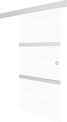 A sliding glass door with aluminum accents, shown from a slightly angled perspective against a white background.