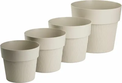 Produktbild von HowHomely | Blumentöpfe - Pflanzentöpfe - beige - 4er Set - Rillentopf - Übertöpfe - Dekorativ