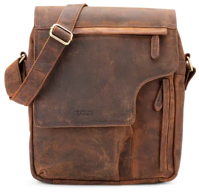 Produktbild von LEABAGS Leder Umhängetasche Herren & Damen I Echtleder Laptoptasche bis 13 Zoll I Messenger Bag mit Schultergurt I Schultertasche I Arbeitstasche I Tragetasche I Handtasche I Vintage Rotbraun