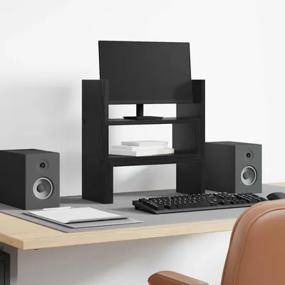 Image de Maison Exclusive - Support pour moniteur de bureau avec rangement, aspect chêne noir