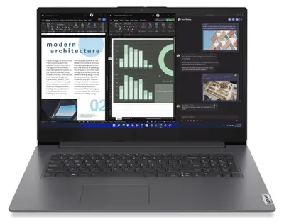 Zdjęcie produktu dla Lenovo V17 G4 IRU 83A2 - 180°-Scharnierdesign - Intel U-Series U300 / 1,2 GHz - Win 11 Home - UHD Graphics - 8 GB RAM - 512 GB SSD NVMe - 43,9 cm (17,3")