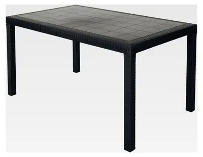 Produktbild von Rechteckiger Gartentisch 150x90cm in Rattanoptik Anthrazit