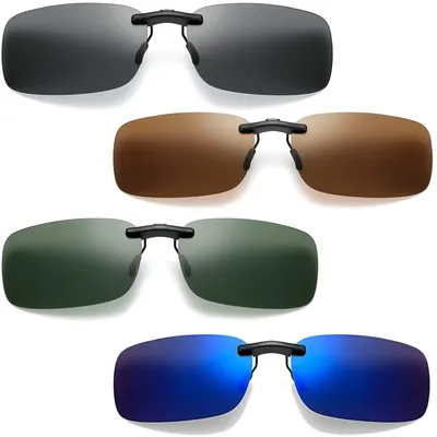 Imagen del producto de Gafas de sol con clip polarizadas, 4 colores, sin montura, para miopía, paquete de 4 unidades