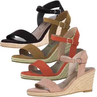 Produktbild von Tamaris Damen Sandalen Keilabsatz Sandaletten 1-28300-28, Größe:37 EU, Farbe:Schwarz