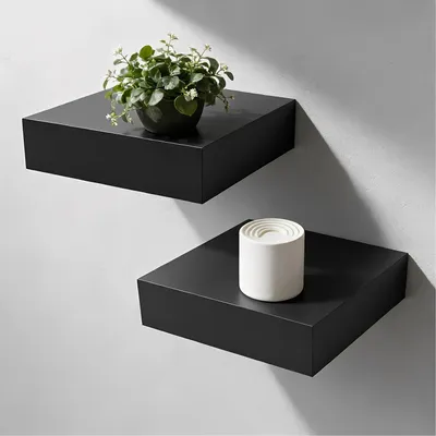 Imagen del producto de Estanterías de MDF negras, 2 unidades, 14,5 x 15 x 3,8 cm, para baño
