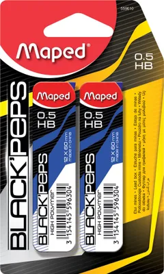 Zdjęcie produktu dla Maped - Ołówki Black'peps, 0,5 mm, HB, blister 2 pudełka po 12 sztuk