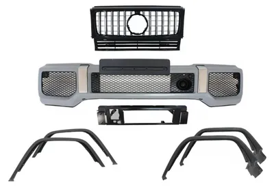 Immagine prodotto di Paraurti e griglia nero cromato per Mercedes G W463 (90-14) con passaruota in stile G65.