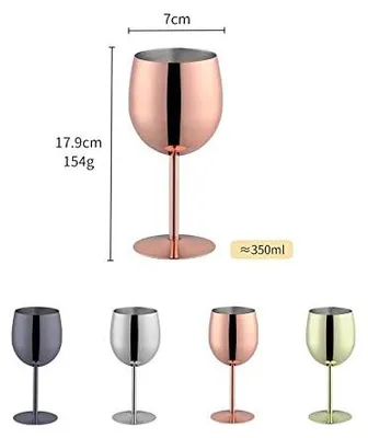 Image de Ensemble de 2 verres à vin en acier inoxydable, adaptés à diverses boissons