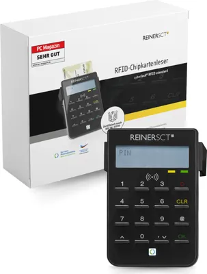 Image de REINER SCT cyberJack RFID standard I Lecteur de cartes à puce pour cartes à puce RFID I Lecteur de cartes pour la nouvelle carte d'identité & les opérations bancaires en ligne I Lecteur de cartes & générateur de TAN I Lecteur eID