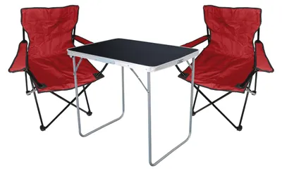 3-tlg Camping Set Campingtisch + 2x Campingstuhl Klappstuhl Rot