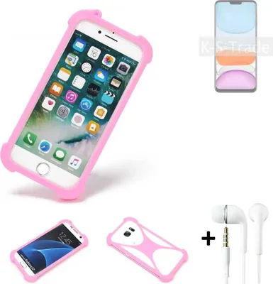 Produktbild von K-S-Trade Bumper + Kopfhörer kompatibel mit Meizu M10S Handy Hülle Schutzhülle Silikon Schutz Hülle Cover Case Silikoncase Silikonbumper TPU