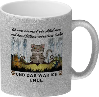 Produktbild von Katzen Märchen Glitzer-Kaffeebecher für Katzenliebhaberin