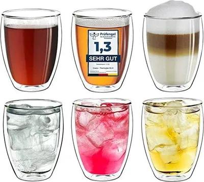 Image de Verres à latte macchiato à double paroi, tasses à café, tasses à espresso - Cafetières moka, tasses à café, tasses à espresso - Tasses - Tasses à cappuccino 6 x 400 ml