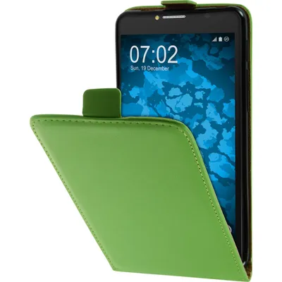 Produktbild von PhoneNatic Kunst-Lederhülle kompatibel mit Alcatel POP 4s - Flip-Case grün + 2 Schutzfolien