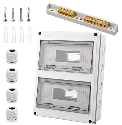 Zdjęcie produktu dla Obudowa rozdzielcza montowana na ścianie, 24 moduły, stopień ochrony IP65, dwurzędowa, wykonana z ABS/PC, przezroczysta, wymiary: 360x110x280 mm