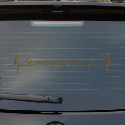 Produktbild von Heckscheibenaufkleber Starnberger See Herzschlag Puls See Sea Liebe 55x11 cm Gold Auto Aufkleber Sticker