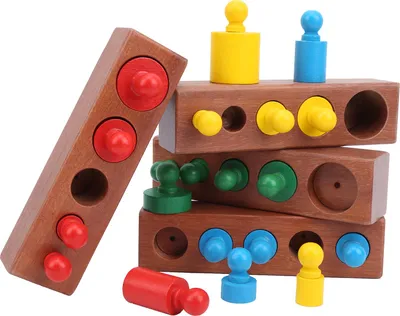 Immagine prodotto di Set di blocchi cilindrici in legno, giocattolo sensoriale Montessori, apprendimento precoce, regalo per bambini
